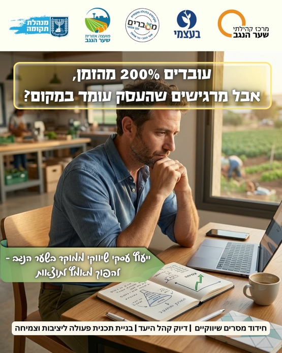 תמונת מופע: 6 שעות ייעוץ עסקי שיווקי - עסקים בשער הנגב